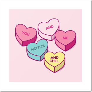 Conversation Love Hearts You and Me Netflix and Chill Posters and Art